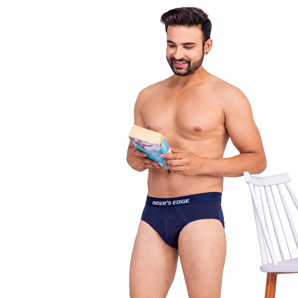 Rider's edge Mens Cotton Brief (Pack of 2) | Outer Elastic | S M L XL