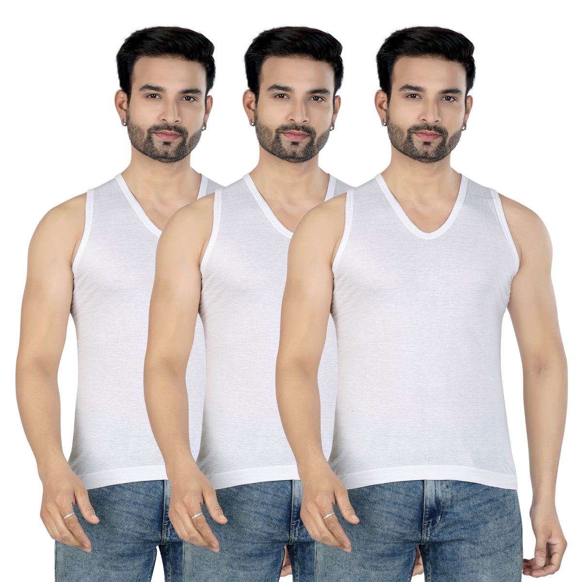 JACK POT Mens Cotton V-Neck Vest for Men | Pack of 2 & 3 | S,M,L,XL,XXL